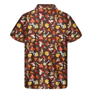 Cartoon Mushroom Pattern Print Men's Short Sleeve Shirt