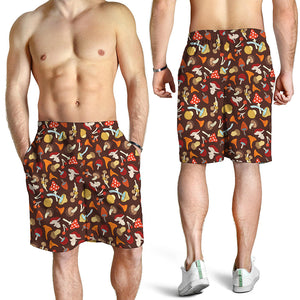 Cartoon Mushroom Pattern Print Men's Shorts
