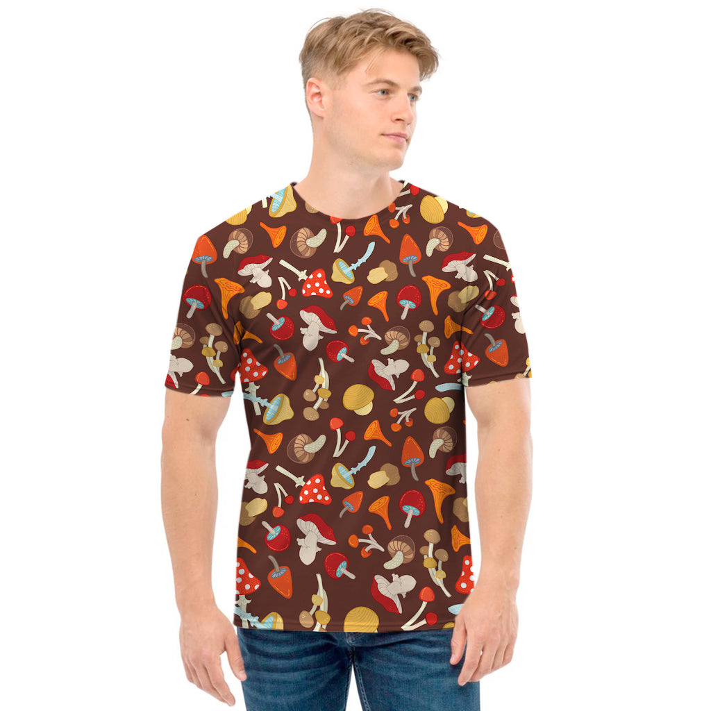 Cartoon Mushroom Pattern Print Men's T-Shirt