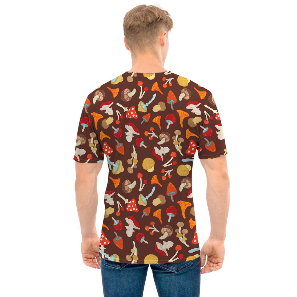 Cartoon Mushroom Pattern Print Men's T-Shirt