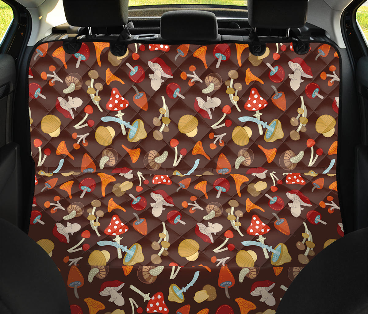 Cartoon Mushroom Pattern Print Pet Car Back Seat Cover