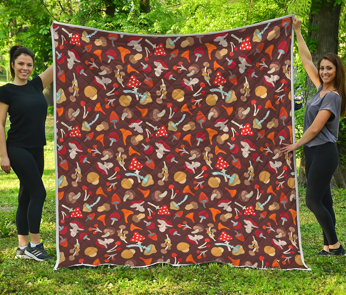 Cartoon Mushroom Pattern Print Quilt