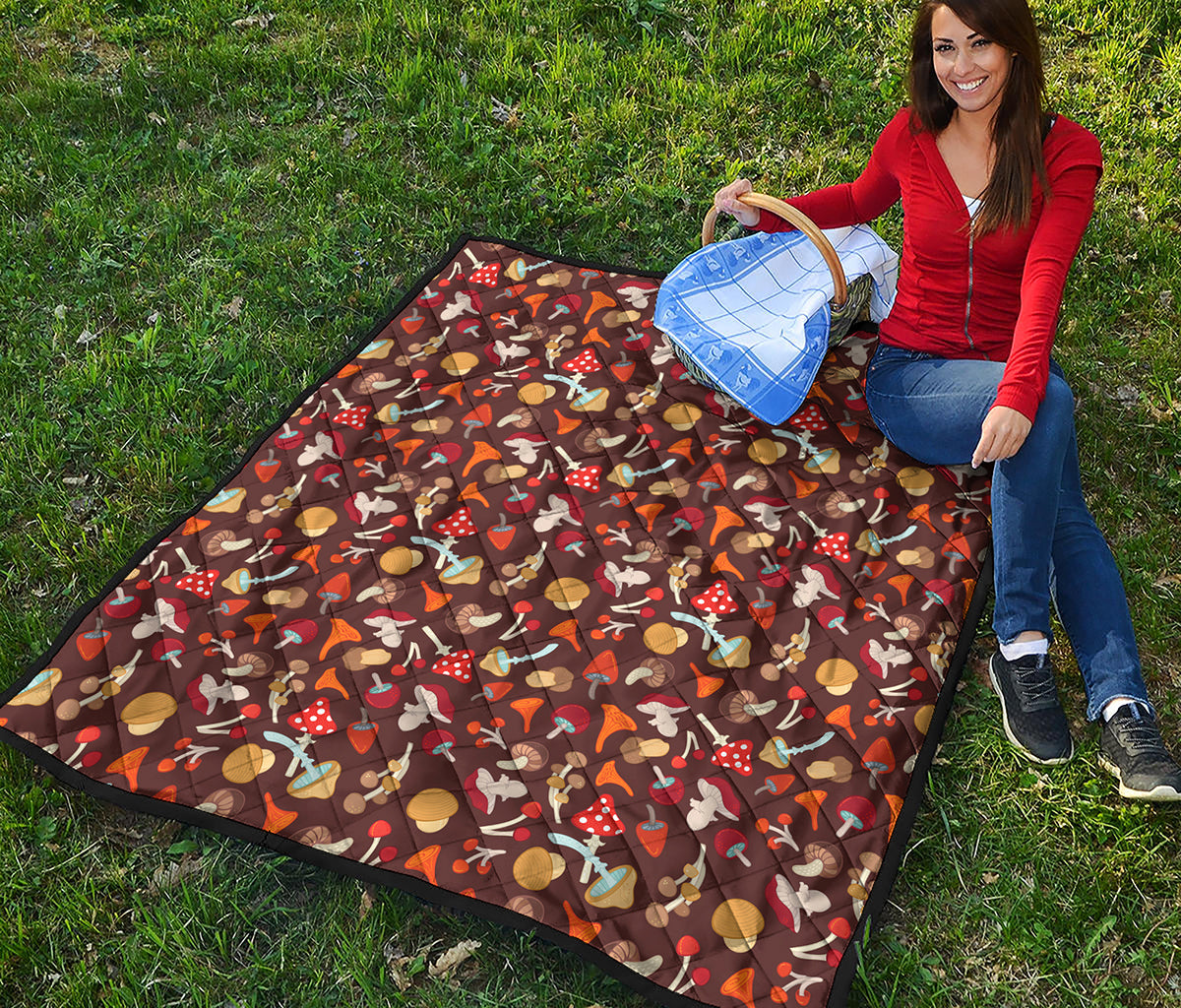 Cartoon Mushroom Pattern Print Quilt