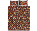 Cartoon Mushroom Pattern Print Quilt Bed Set