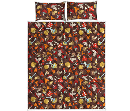Cartoon Mushroom Pattern Print Quilt Bed Set