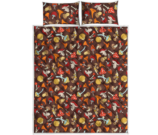 Cartoon Mushroom Pattern Print Quilt Bed Set