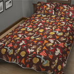 Cartoon Mushroom Pattern Print Quilt Bed Set