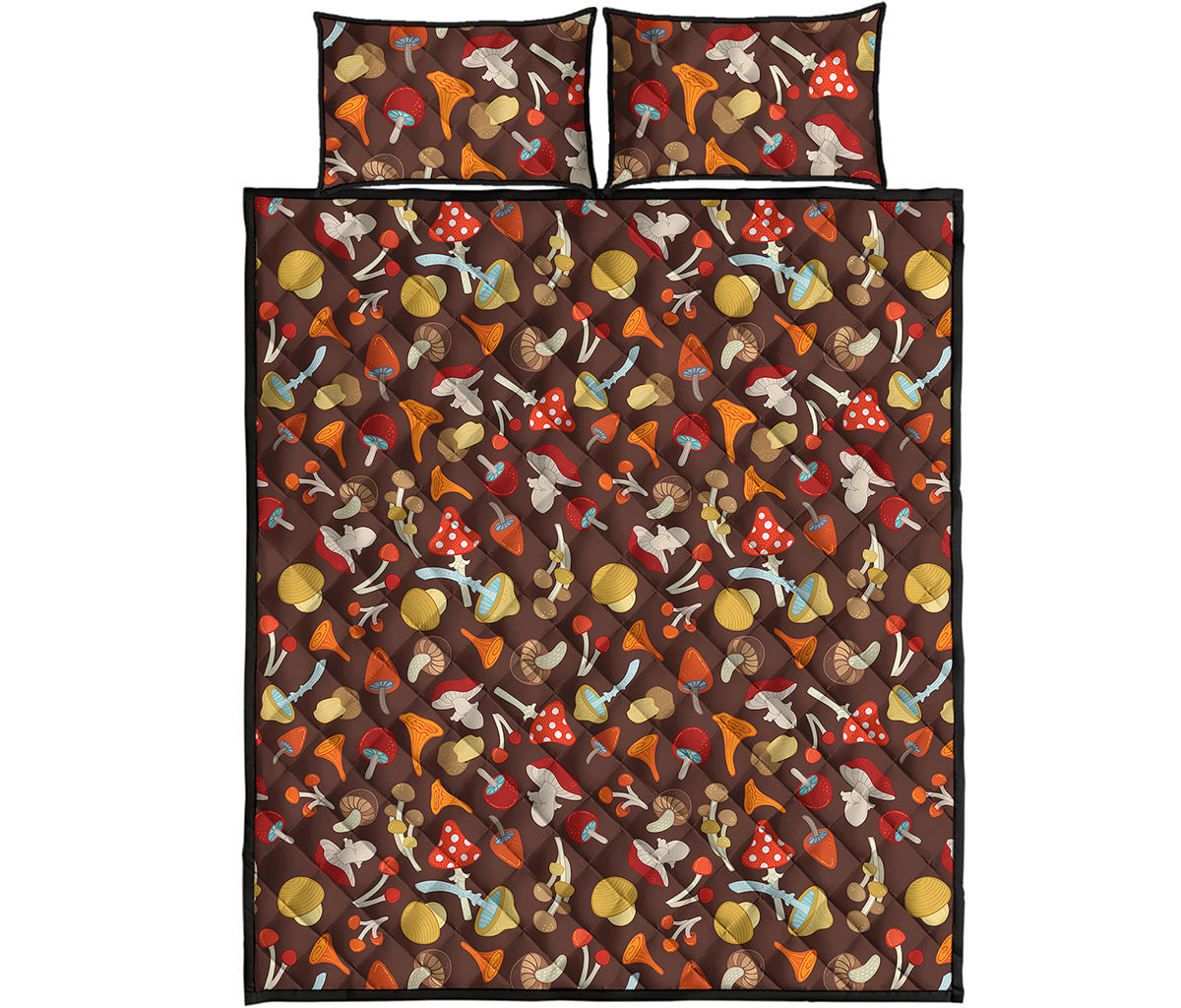 Cartoon Mushroom Pattern Print Quilt Bed Set