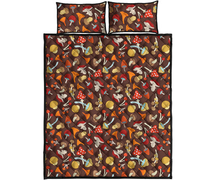 Cartoon Mushroom Pattern Print Quilt Bed Set