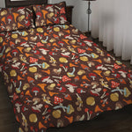 Cartoon Mushroom Pattern Print Quilt Bed Set