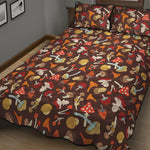 Cartoon Mushroom Pattern Print Quilt Bed Set