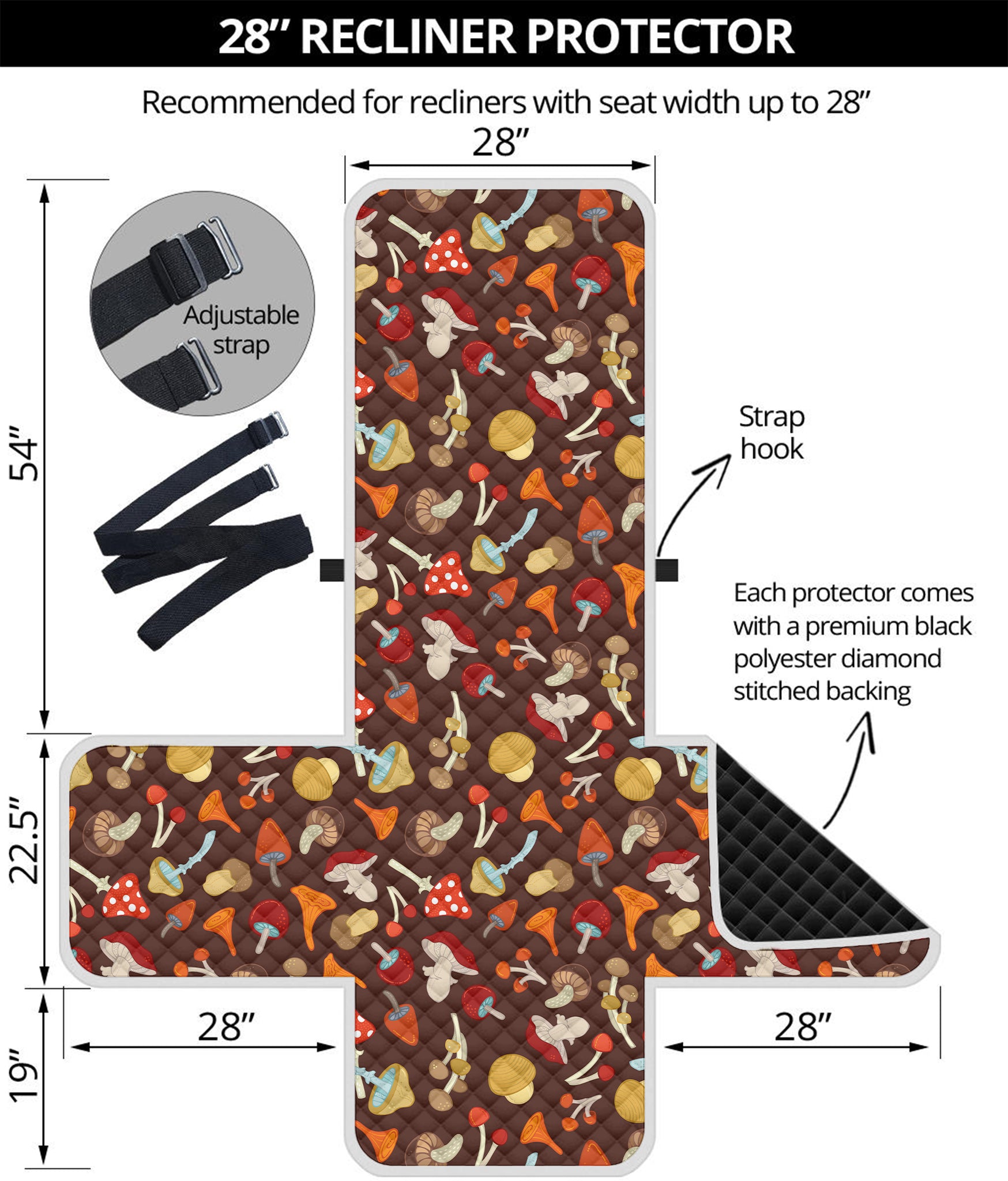 Cartoon Mushroom Pattern Print Recliner Protector