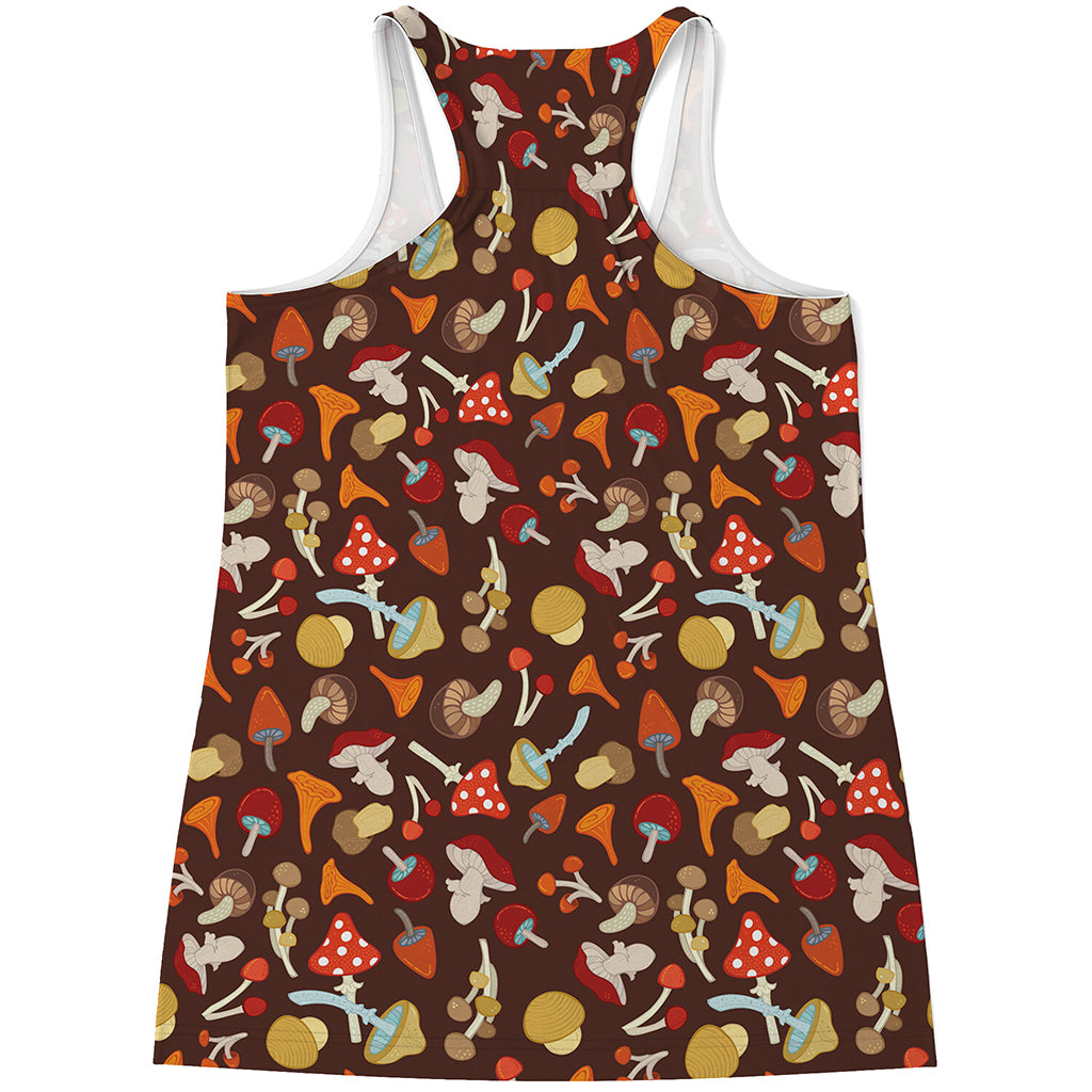 Cartoon Mushroom Pattern Print Women's Racerback Tank Top