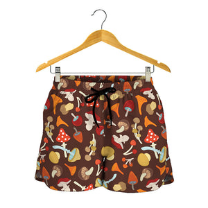 Cartoon Mushroom Pattern Print Women's Shorts