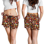 Cartoon Mushroom Pattern Print Women's Shorts