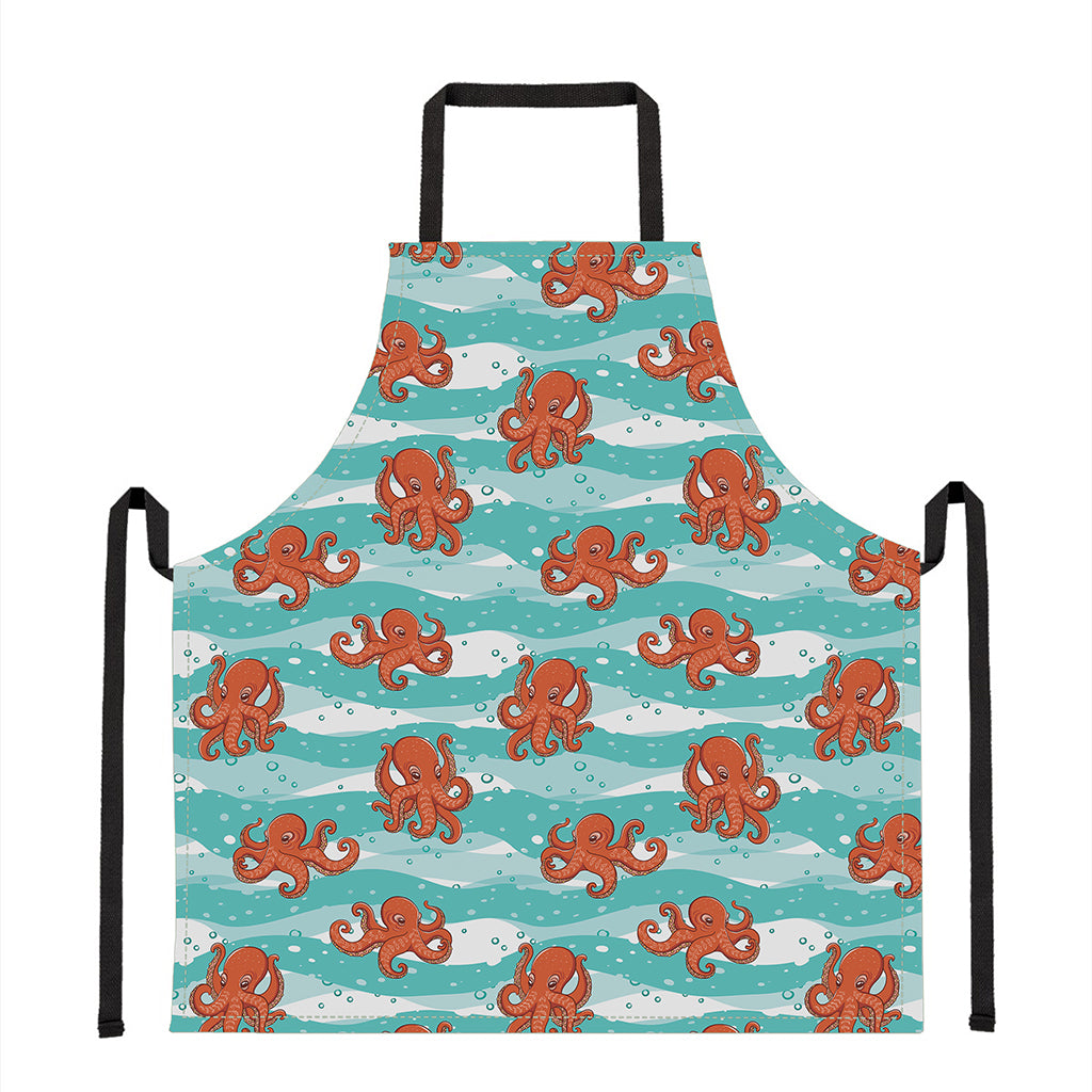 Cartoon Octopus Pattern Print Apron