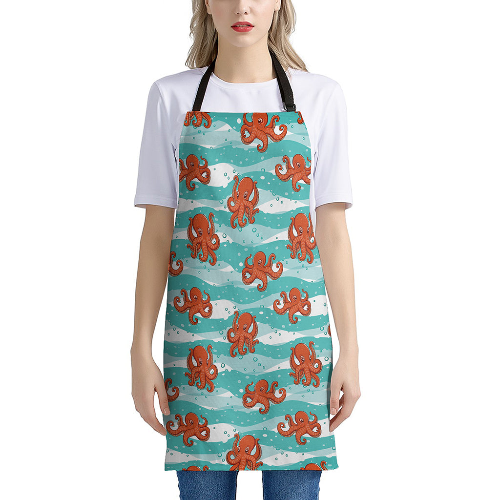 Cartoon Octopus Pattern Print Apron