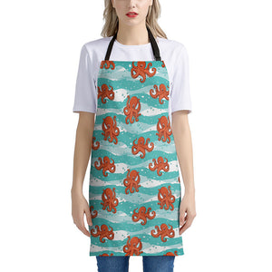 Cartoon Octopus Pattern Print Apron