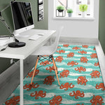 Cartoon Octopus Pattern Print Area Rug