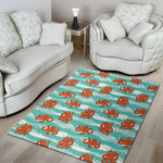 Cartoon Octopus Pattern Print Area Rug