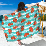 Cartoon Octopus Pattern Print Beach Sarong Wrap