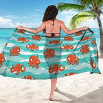 Cartoon Octopus Pattern Print Beach Sarong Wrap