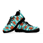 Cartoon Octopus Pattern Print Black Sneakers