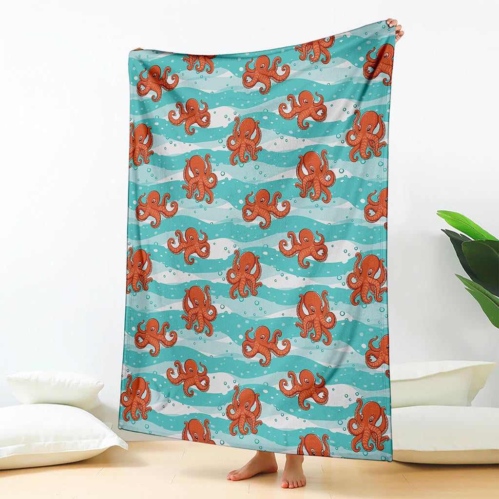 Cartoon Octopus Pattern Print Blanket