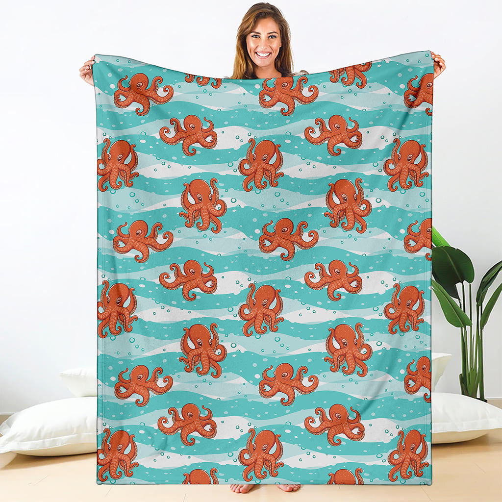 Cartoon Octopus Pattern Print Blanket