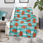 Cartoon Octopus Pattern Print Blanket