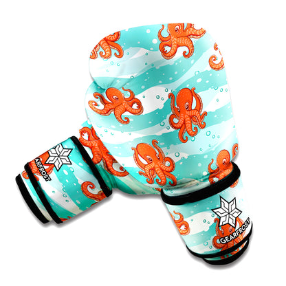 Cartoon Octopus Pattern Print Boxing Gloves