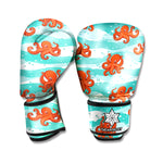 Cartoon Octopus Pattern Print Boxing Gloves