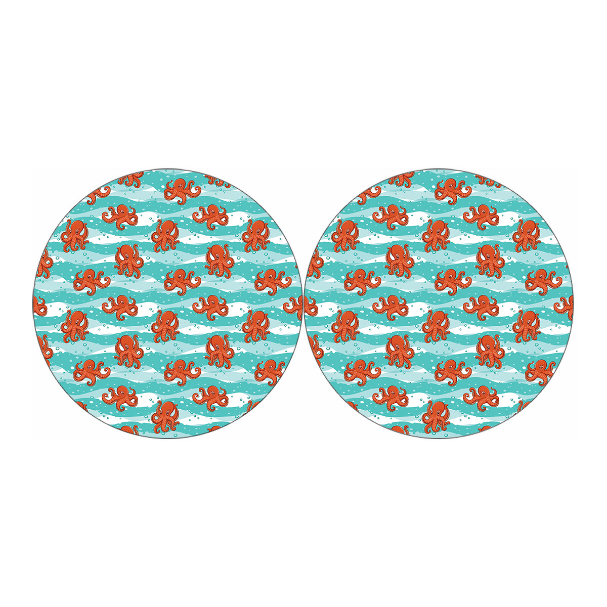 Cartoon Octopus Pattern Print Car Coasters