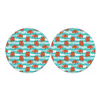 Cartoon Octopus Pattern Print Car Coasters