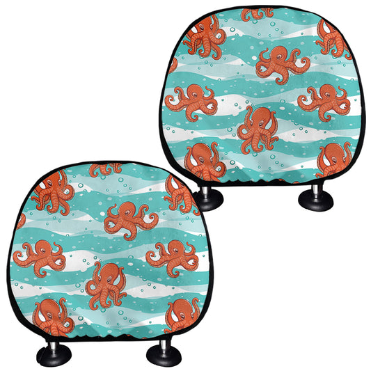 Cartoon Octopus Pattern Print Car Headrest Covers