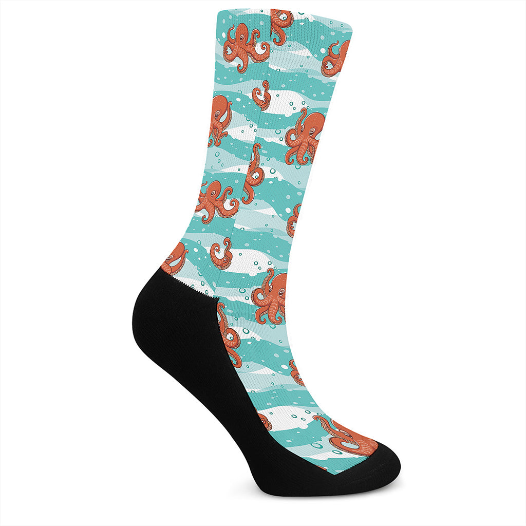 Cartoon Octopus Pattern Print Crew Socks