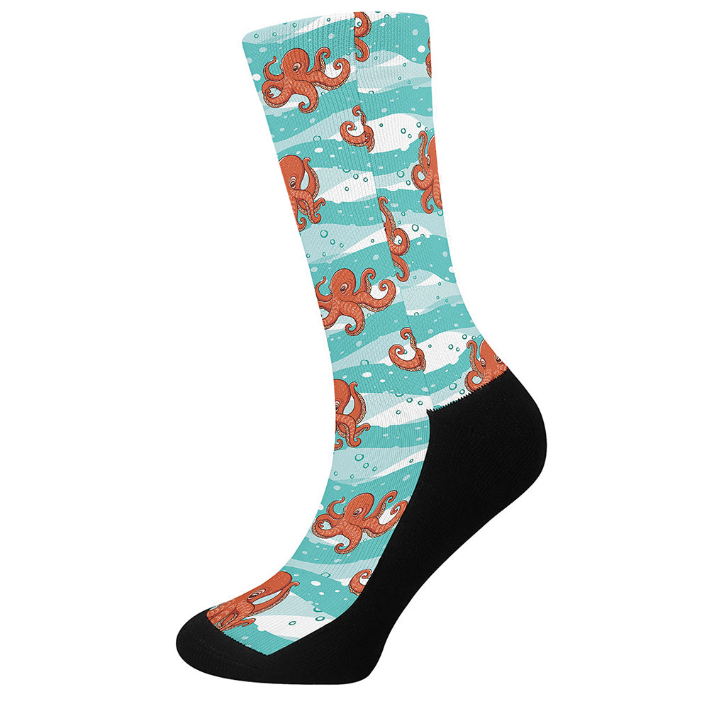 Cartoon Octopus Pattern Print Crew Socks