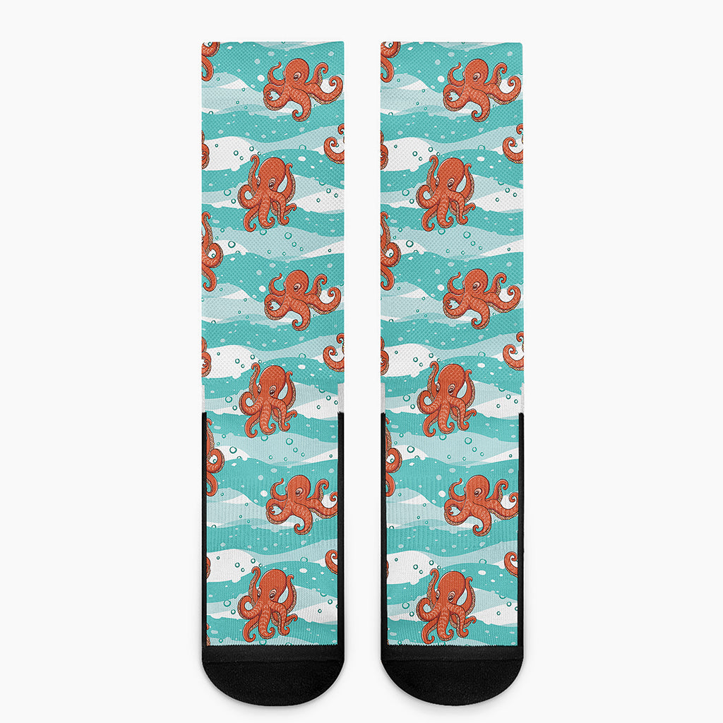 Cartoon Octopus Pattern Print Crew Socks