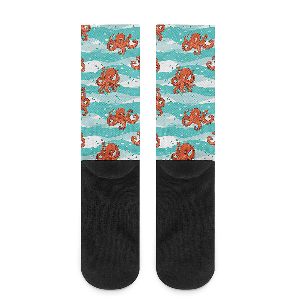 Cartoon Octopus Pattern Print Crew Socks