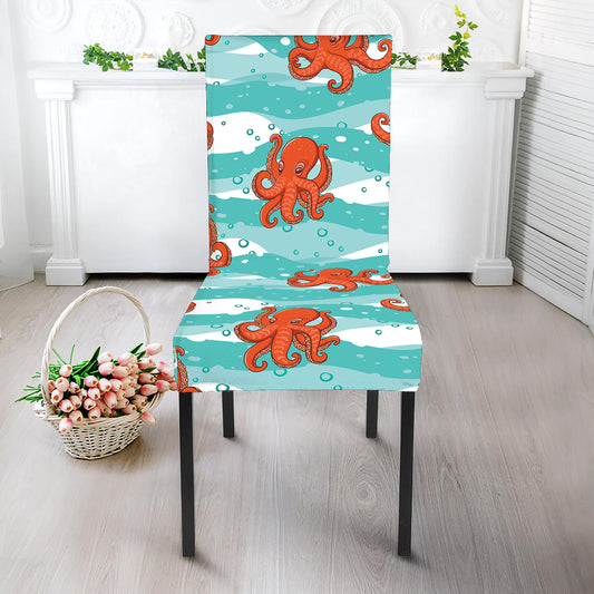Cartoon Octopus Pattern Print Dining Chair Slipcover