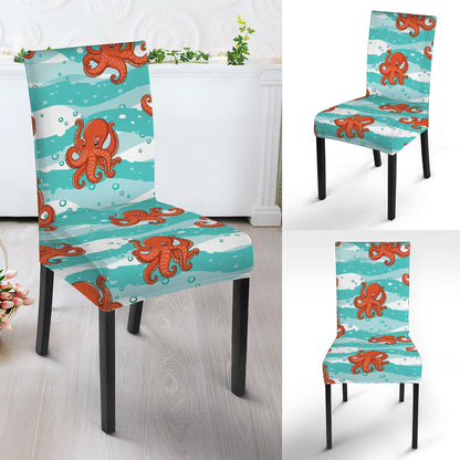 Cartoon Octopus Pattern Print Dining Chair Slipcover