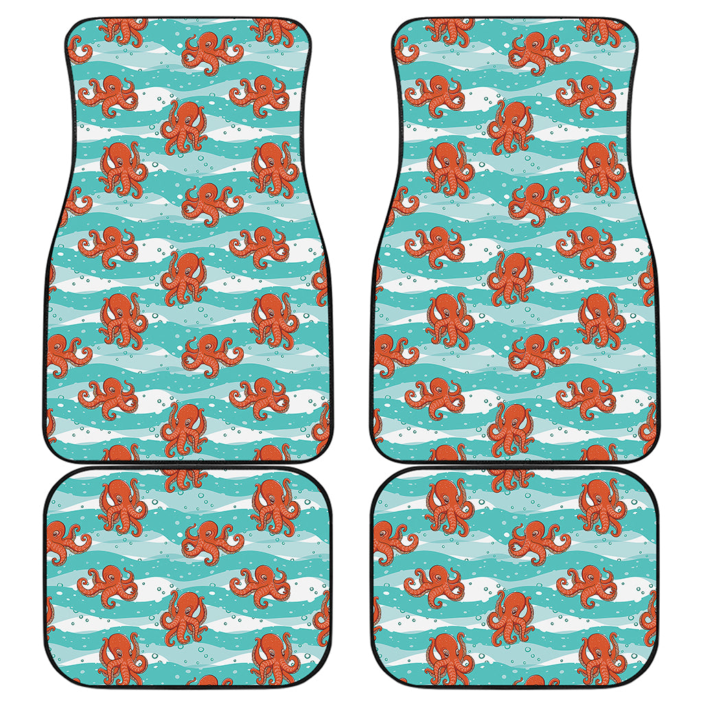 Cartoon Octopus Pattern Print Front and Back Car Floor Mats