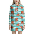 Cartoon Octopus Pattern Print Pullover Hoodie Dress