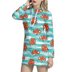 Cartoon Octopus Pattern Print Hoodie Dress