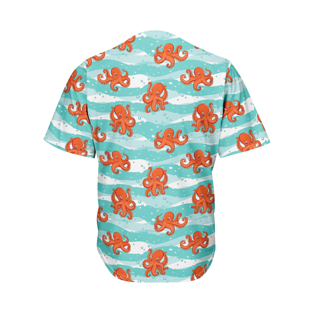 Cartoon Octopus Pattern Print Men's Baseball Jersey