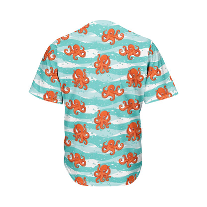 Cartoon Octopus Pattern Print Men's Baseball Jersey