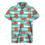 Cartoon Octopus Pattern Print Men's Short Sleeve Shirt