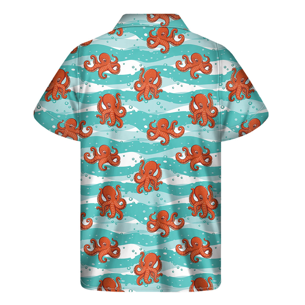 Cartoon Octopus Pattern Print Men's Short Sleeve Shirt