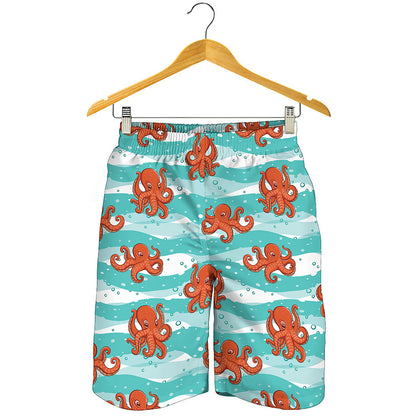 Cartoon Octopus Pattern Print Men's Shorts