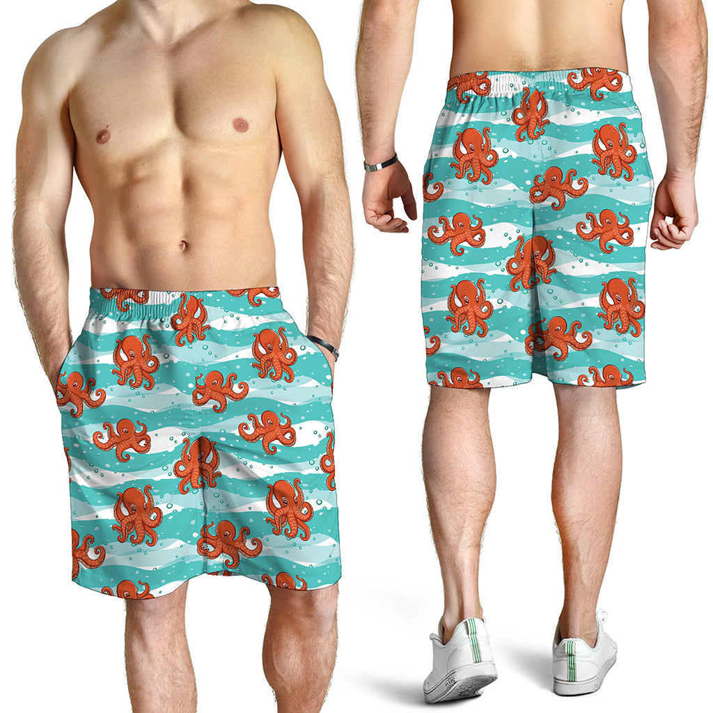 Cartoon Octopus Pattern Print Men's Shorts